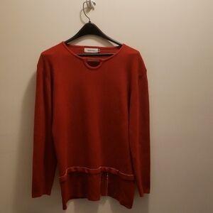 Red Rhinestone Embellished Choker Neck Sweater